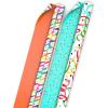 Hallmark Bulk Reversible Birthday Wrapping Paper Rolls (2 Rolls: 160 Sq. Ft. Total) Rainbow Letters, Colorful Confetti, Polka Dots on Teal, Solid Orange(Rainbow Letters  Colorful Confetti)