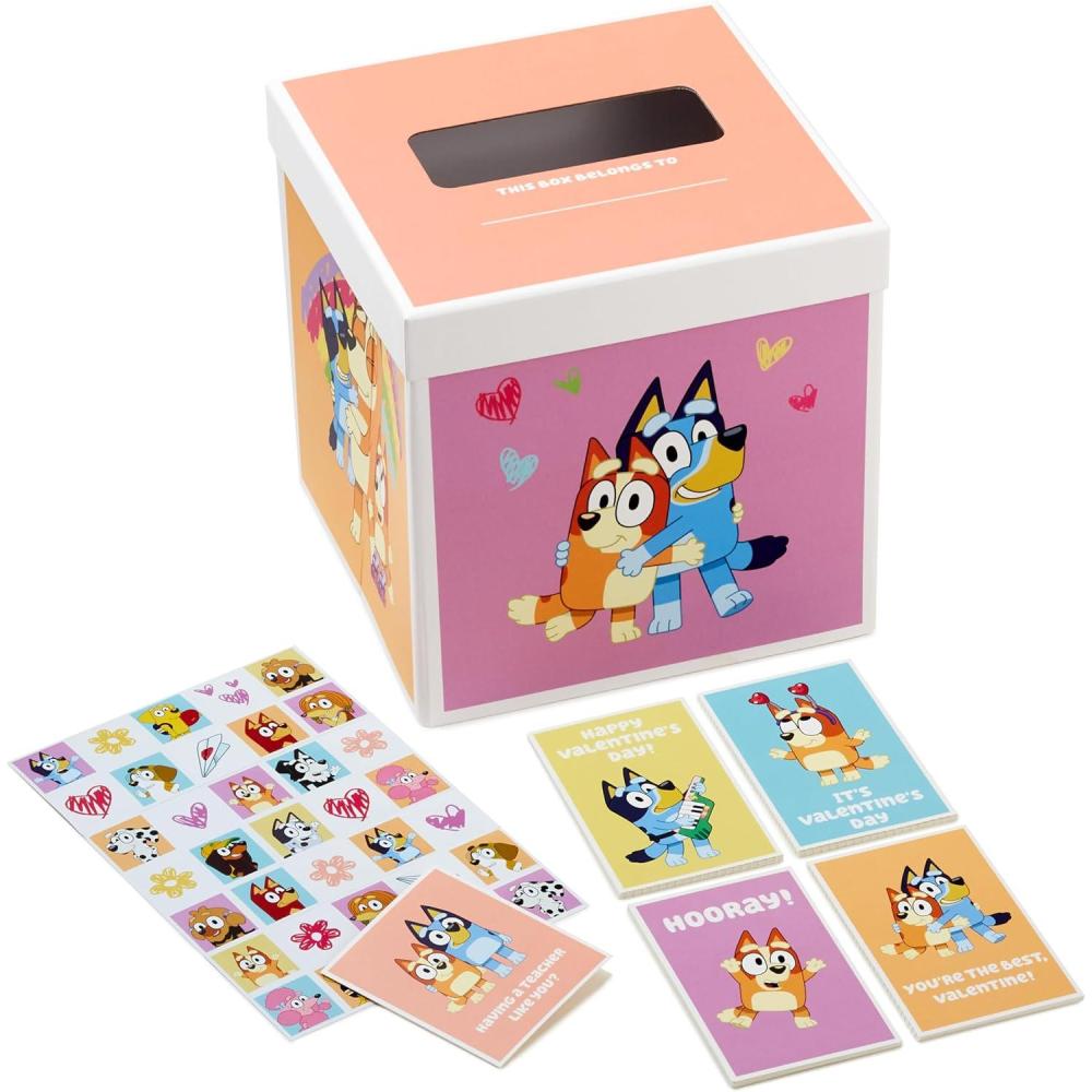 image:imageHallmark Bluey Valentines Day Cards for Kids with Pop Up Mailbox for Classroom Exchange 1 Box 32 Cards 35 Stickers 1 Teacher CardBluey Valentines Day
