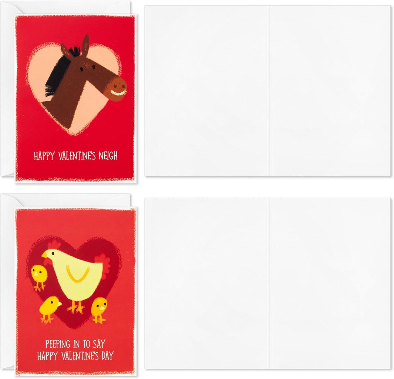 image:imageHallmark Assorted Kids Valentines Day Cards Farm Animal Puns 36 Cards and Envelopes Sheep Pig Horse Chicken Duck RabbitFarm Animal Valentines Day