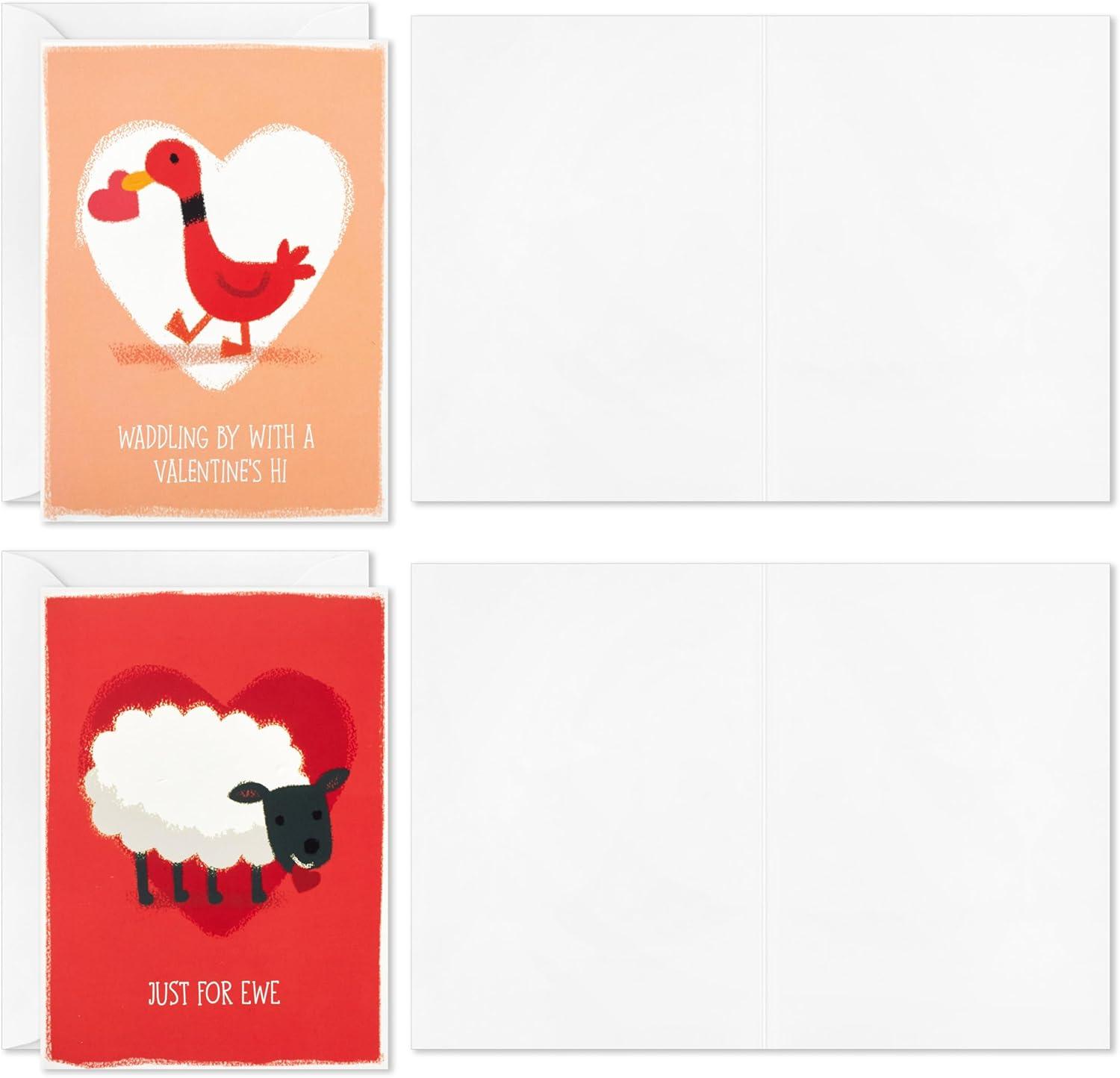 image:imageHallmark Assorted Kids Valentines Day Cards Farm Animal Puns 36 Cards and Envelopes Sheep Pig Horse Chicken Duck RabbitFarm Animal Valentines Day