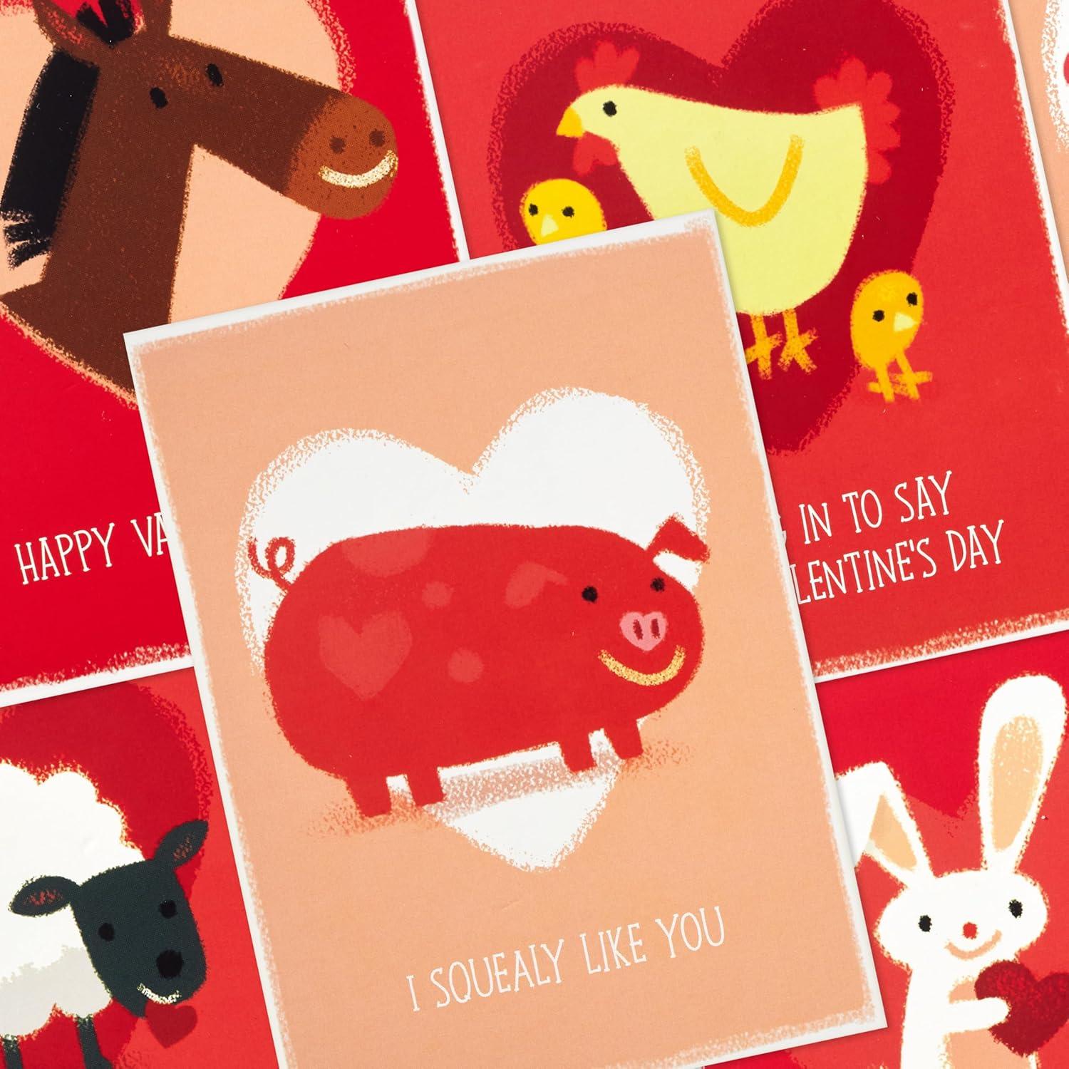 image:imageHallmark Assorted Kids Valentines Day Cards Farm Animal Puns 36 Cards and Envelopes Sheep Pig Horse Chicken Duck RabbitFarm Animal Valentines Day
