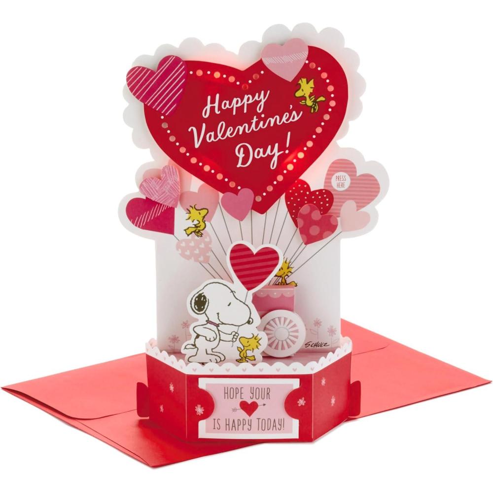 image:imageHallmark Snoopy Valentines Day Pop Up Card with Music Plays Linus and Lucy Peanuts Paper Wonder 3D CardPop Up Plays Linus and Lucy