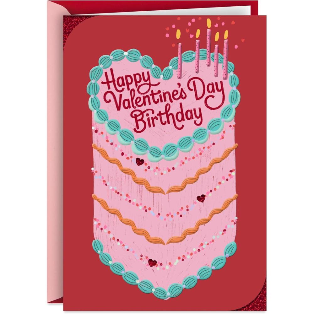 image:imageHallmark Valentines Day Birthday Card Twice the Love Heart Cake for Friends Family February 14thValentines Day Birthday