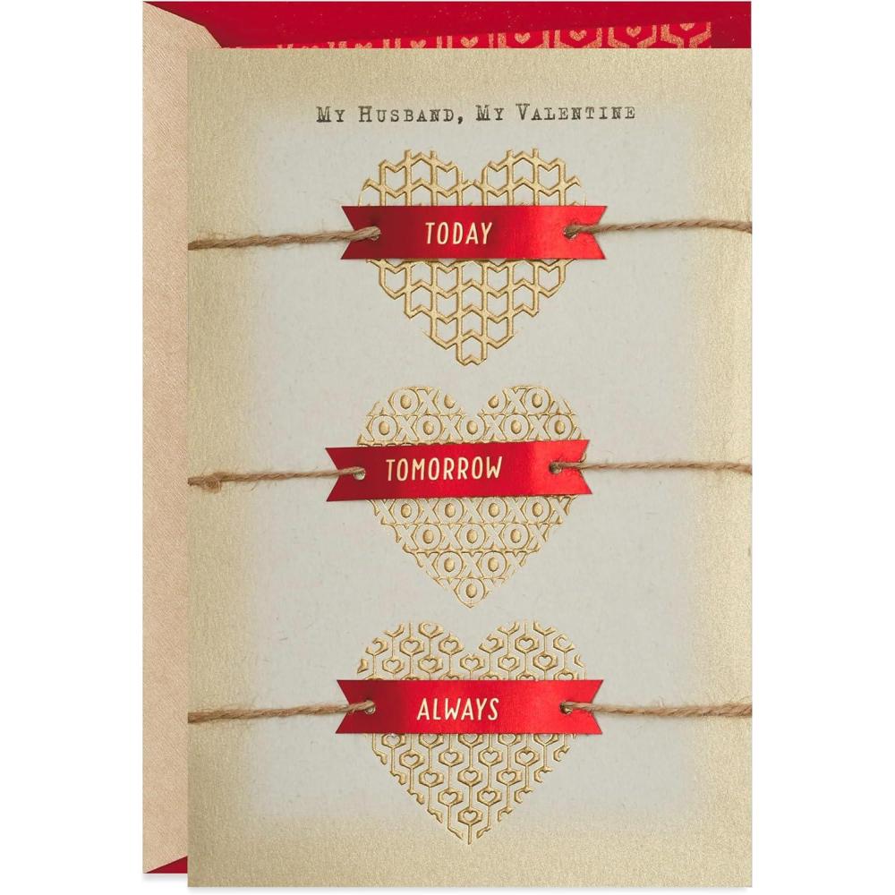 image:imageHallmark Valentines Day Card for Husband Three Gold Hearts 0699VFE7622Husband Three Gold Hearts