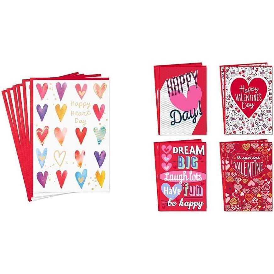image:imageHallmark Valentines Day Cards Happy Heart Day Pack of 6 Cards with EnvelopesHappy Heart Day Watercolor Hearts