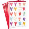 Hallmark Valentines Day Cards, Happy Heart Day (Pack of 6 Cards with Envelopes)(Happy Heart Day Watercolor Hearts)