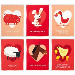 Hallmark Assorted Kids Valentine’s Day Cards, Farm Animal Puns (36 Cards and Envelopes) Sheep, Pig, Horse, Chicken, Duck, Rabbit(Farm Animal Valentine’s Day)