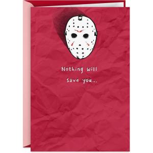 Hallmark Shoebox Friday the 13th Horror Valentine’s Day Card (Nothing Will Save You, Jason Mask) Funny Card for Boyfriend, Girlfriend, Husband, Wife(Friday the 13th)