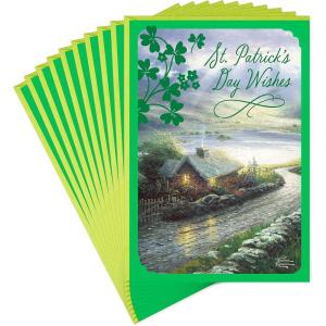 Hallmark Thomas Kinkade Pack of St. Patricks Day Cards, Seaside Cottage (10 Cards and Envelopes)