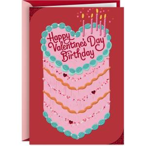 Hallmark Valentines Day Birthday Card (Twice the Love, Heart Cake) for Friends, Family, February 14th(Valentine’s Day Birthday)