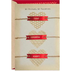 Hallmark Valentine’s Day Card for Husband (Three Gold Hearts) (0699VFE7622)(Husband  Three Gold Hearts)