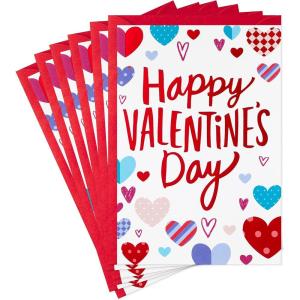 Hallmark Valentines Day Cards, Happy Heart Day (Pack of 6 Cards with Envelopes)(Patterned Hearts)