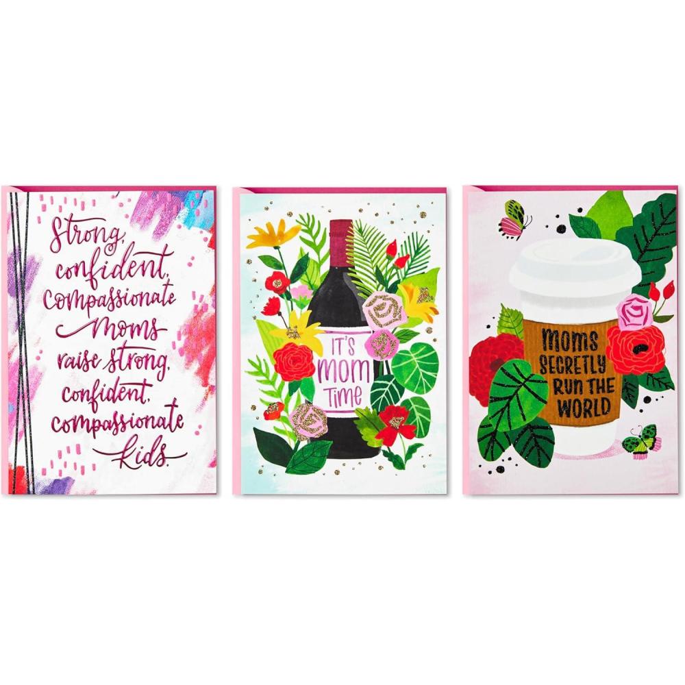 image:imageHallmark Mothers Day Cards Assortment Pack of 3 for Friends Moms Run the WorldMoms Run the World  3 Cards with Envelopes