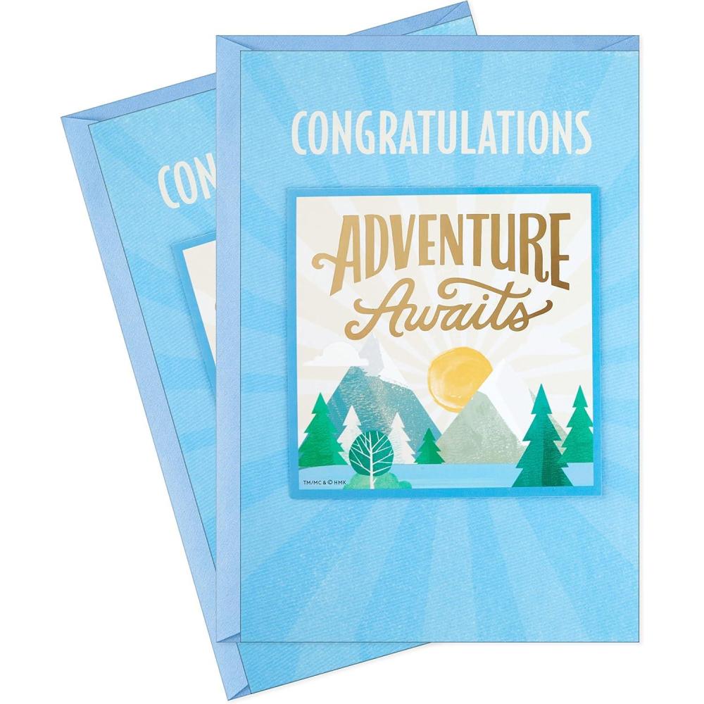 image:imageHallmark Pack of 2 Graduation Cards with Stickers Adventure AwaitsGraduation Adventure Awaits With Removable Decals