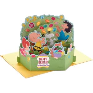 Hallmark Paper Wonder Peanuts Pop Up Easter Card with Sound (Charlie Brown, Snoopy Egg Hunt, Plays Linus and Lucy)