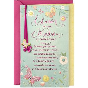 Hallmark VIDA Spanish Mother’s Day Card, Tarjeta del Dia de las Madres, for Mamá, Hija, Nieta, Hermana, Abuelita, Tía, or Madrina (Choose Your Own Title Award/Elige el Título del Premio)(Green/Pink)