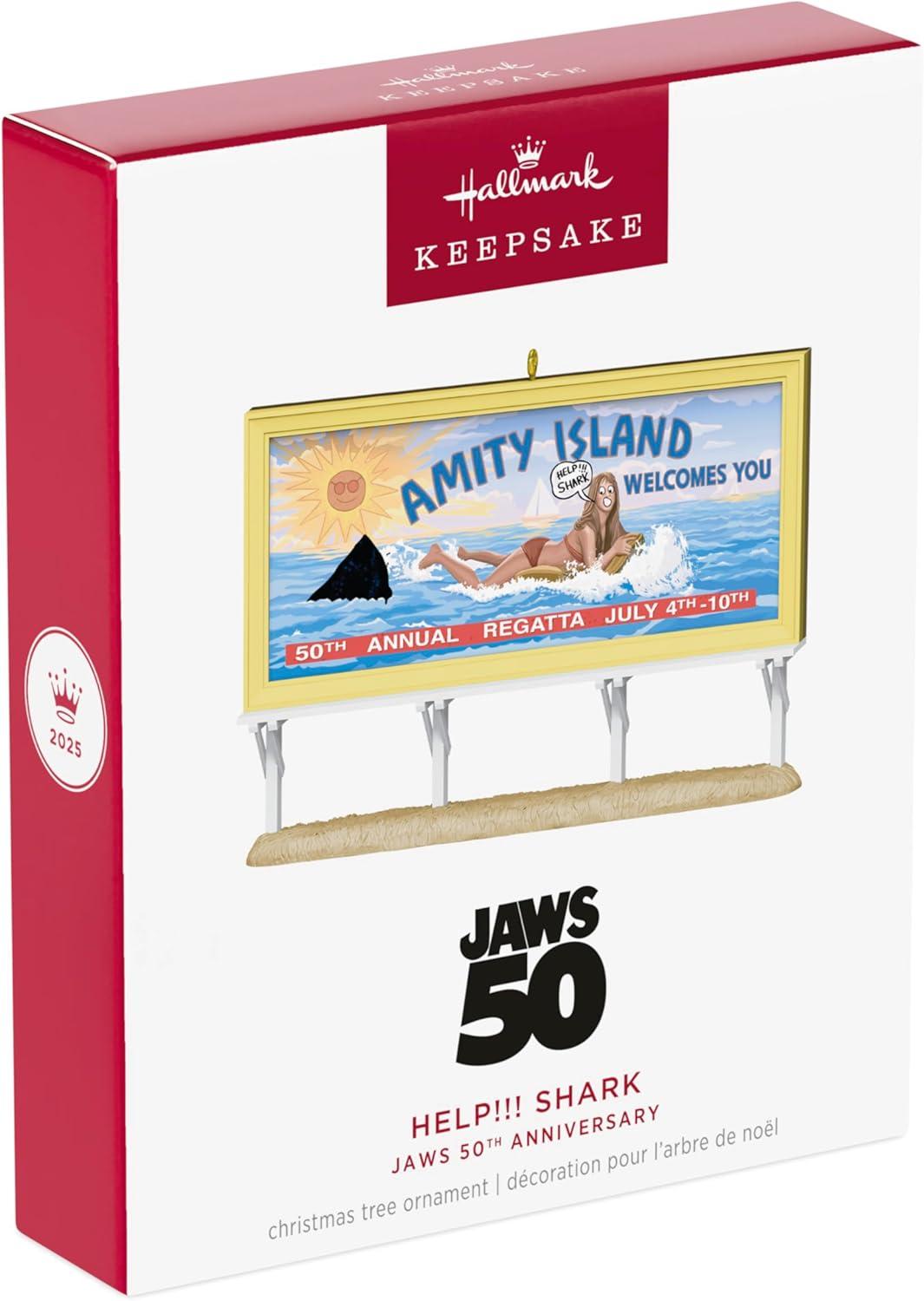 image:imageHallmark Keepsake Christmas Ornament 2025 Jaws 50th Anniversary Help Shark Movie GiftsJaws
