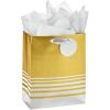 Hallmark 9″ Medium Gift Bag with Tissue Paper (Silver and Gold Foil) for Valentines Day, Graduations, Birthdays, Bridal Showers, Weddings, All Occasion