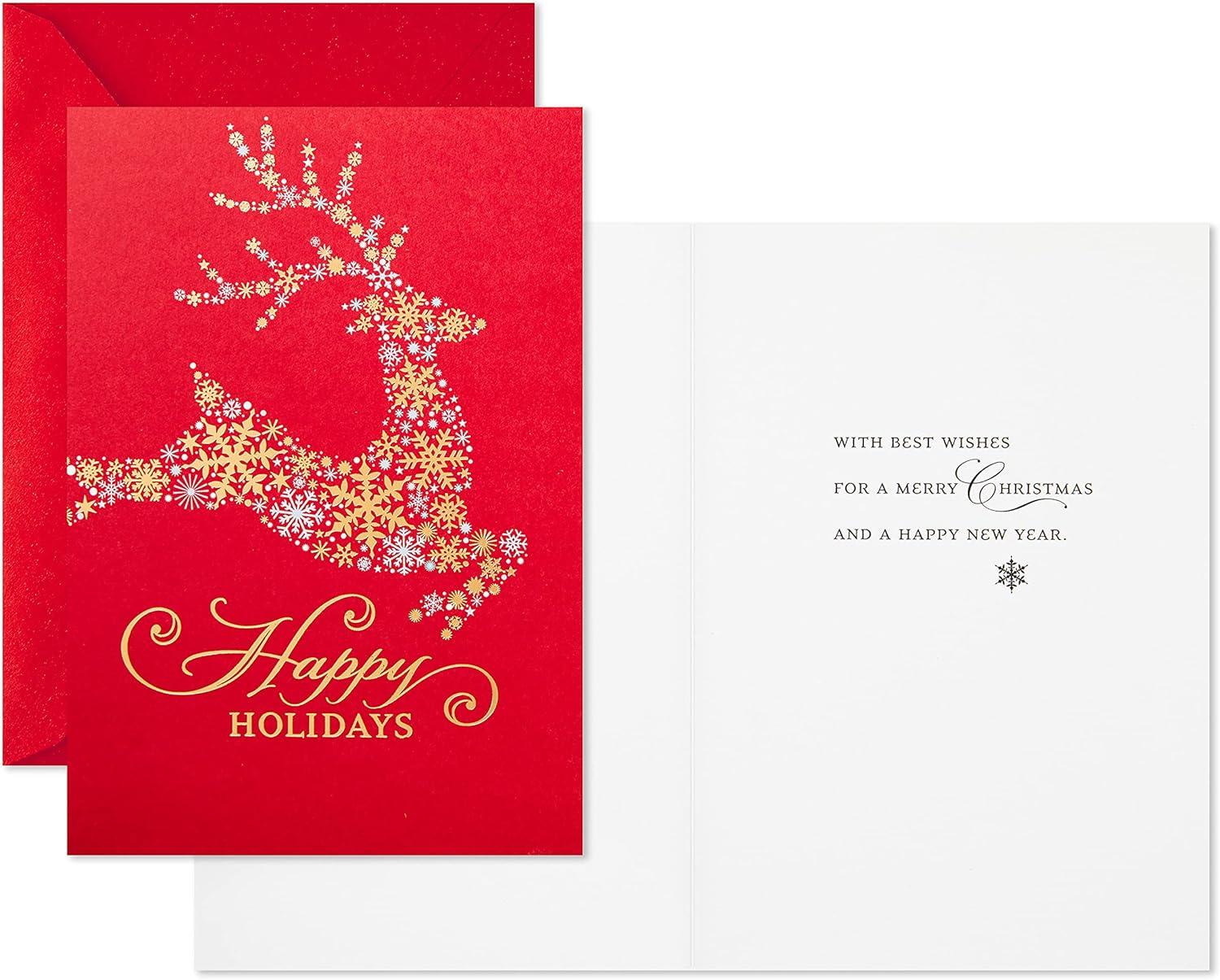 image:imageHallmark Signature Pack of 4 Christmas Cards Candy CanesSnowflake Reindeer Pack of Cards