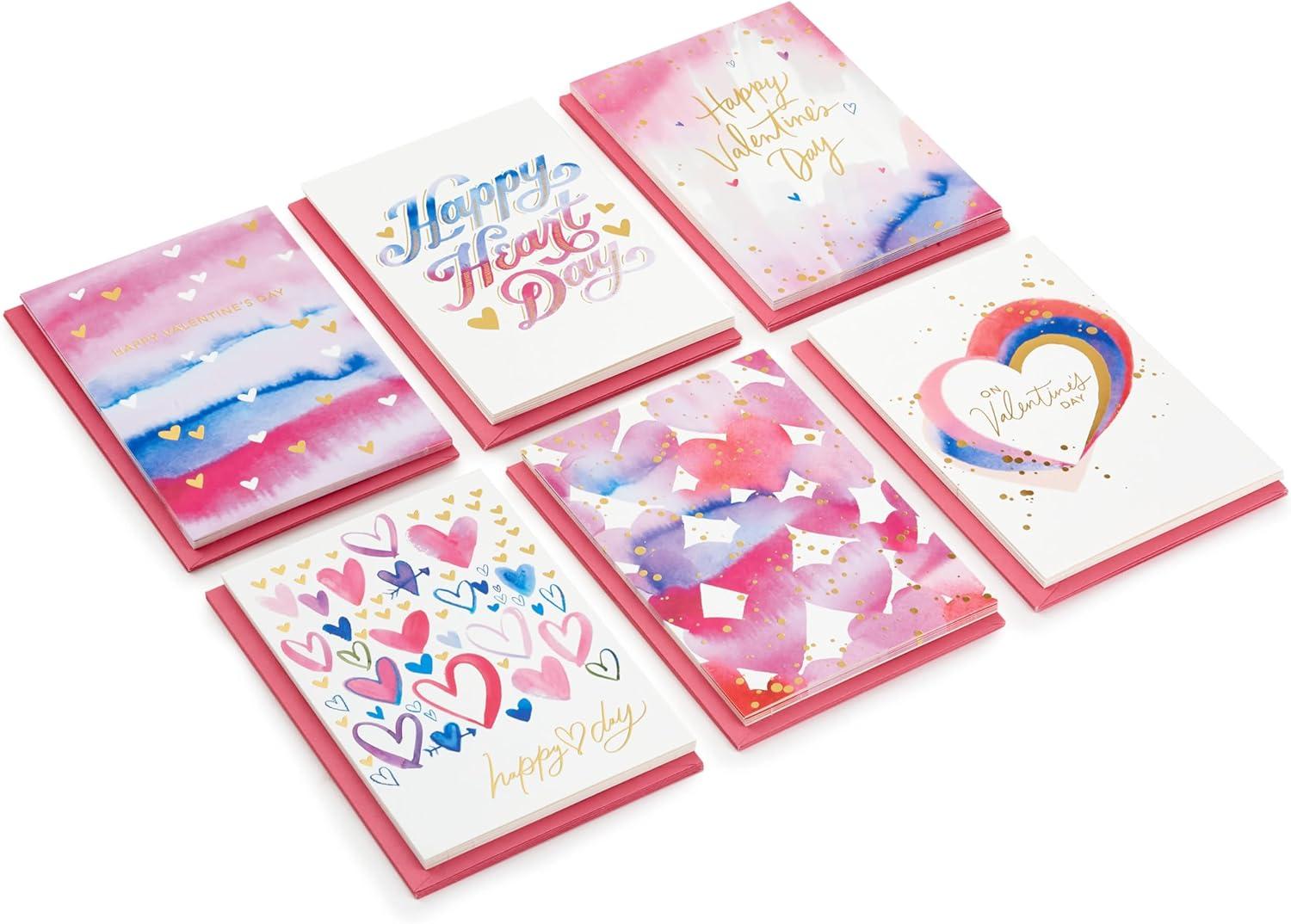image:imageHallmark Valentines Day Cards Assortment Gold Foil and Watercolor 36 Cards and EnvelopesValentine Watercolor Card Assortment