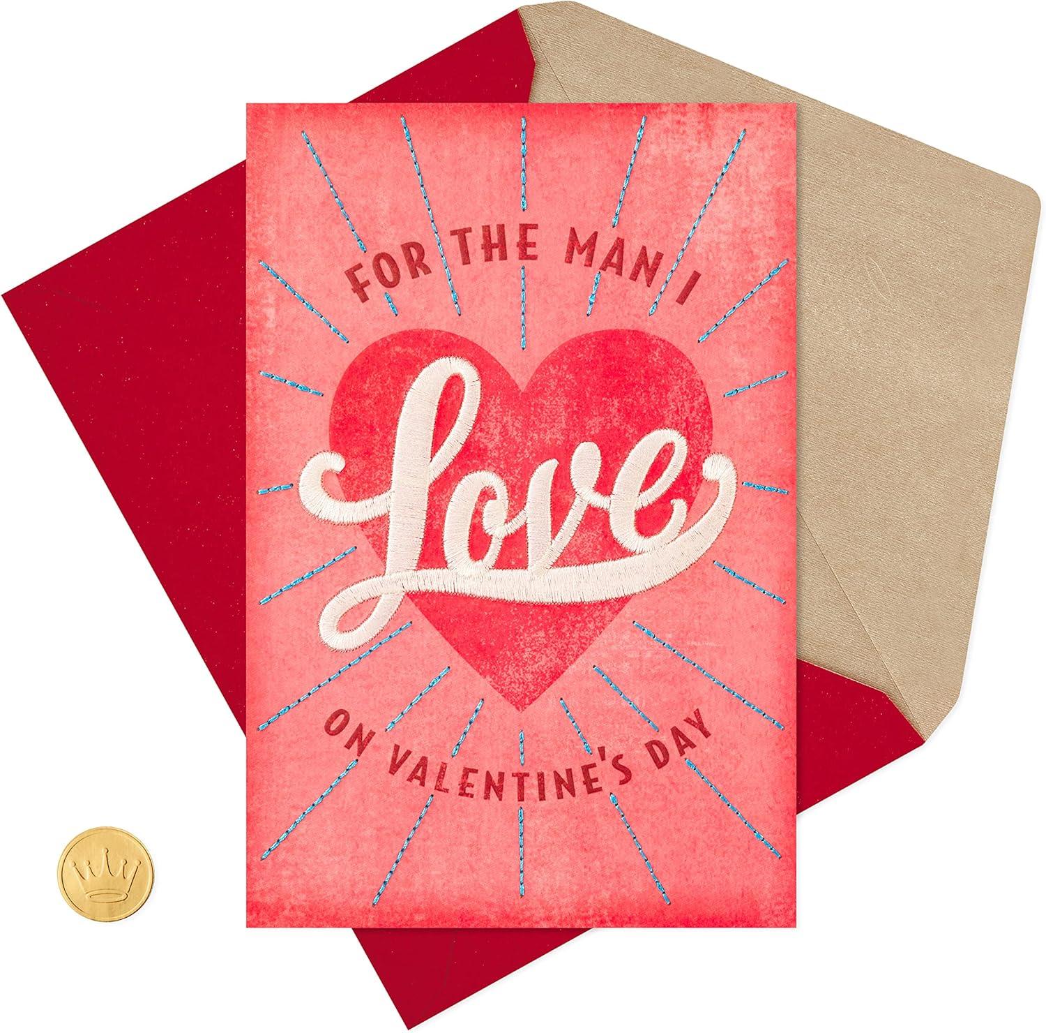 image:imageHallmark Valentines Day Romantic Card for Husband or Boyfriend Embroidery Heart
