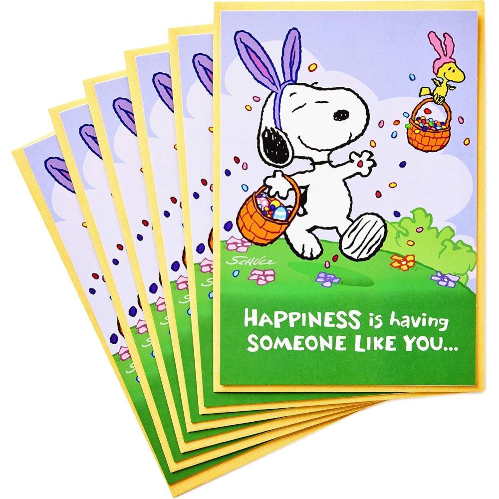 image:imageHallmark Peanuts Pack of Easter Cards Snoopy Jelly Beans 6 Cards with EnvelopesEaster Card