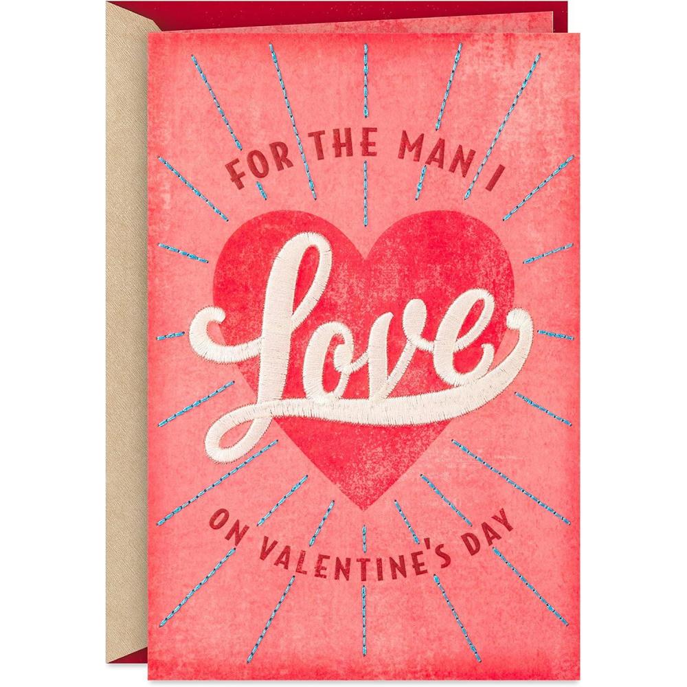 image:imageHallmark Valentines Day Romantic Card for Husband or Boyfriend Embroidery Heart