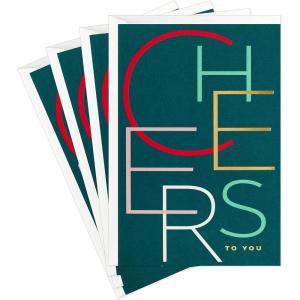 Hallmark Signature Pack of 4 Christmas Cards (Candy Canes)(Cheers Lettering  Pack of Cards)