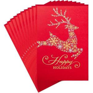 Hallmark Signature Pack of 4 Christmas Cards (Candy Canes)(Snowflake Reindeer  Pack of Cards)
