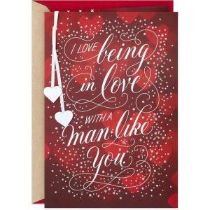 Hallmark Valentines Day Card for Husband or Boyfriend (Love Being in Love) for Anniversary or Romantic Birthday(Two Silver Hearts)