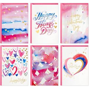 Hallmark Valentine’s Day Cards Assortment, Gold Foil and Watercolor (36 Cards and Envelopes)(Valentine Watercolor Card Assortment)