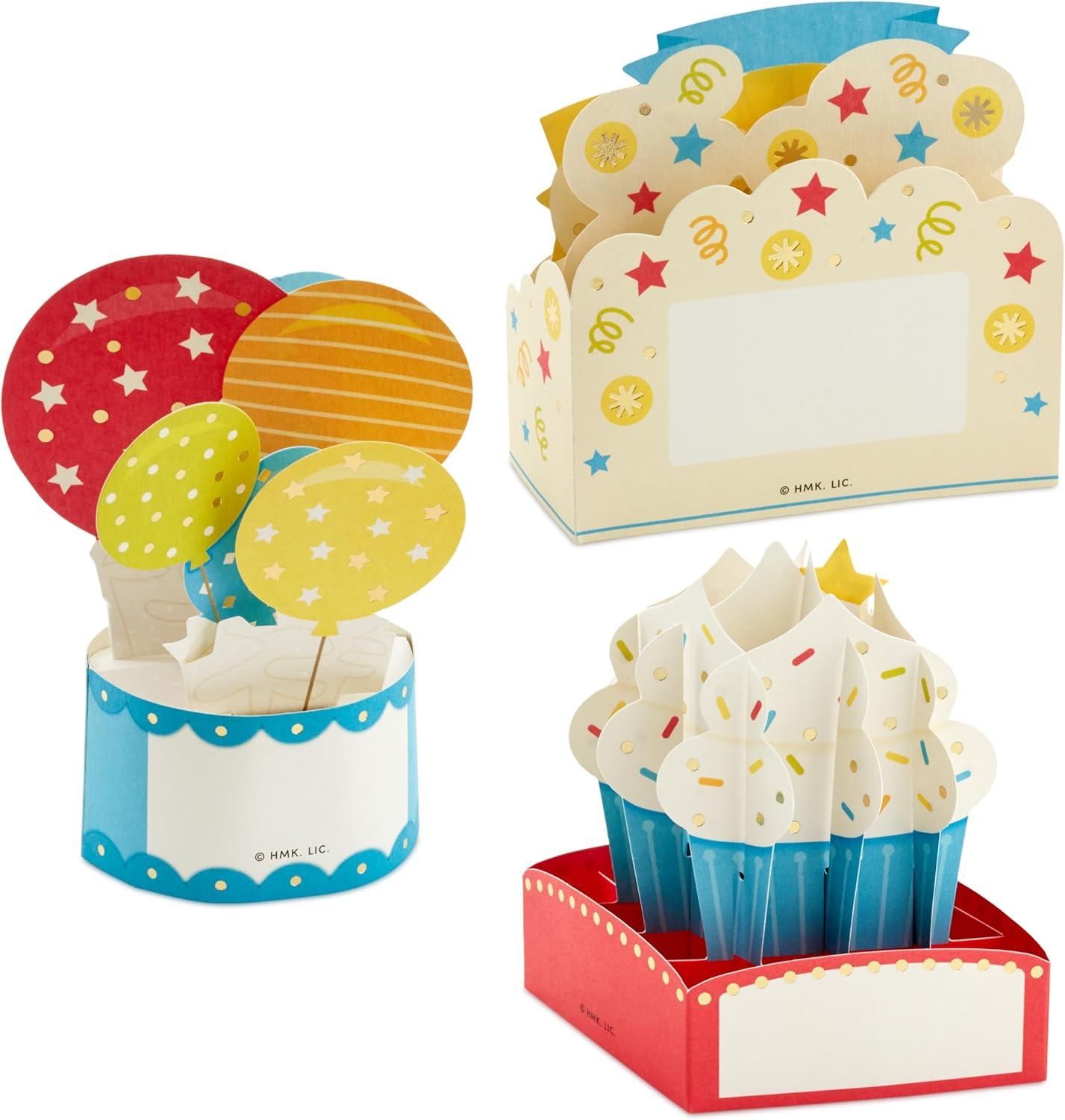 image:imageHallmark Paper Wonder Pop Up Birthday Cards 3 Cards Cupcake Balloons Celebrate