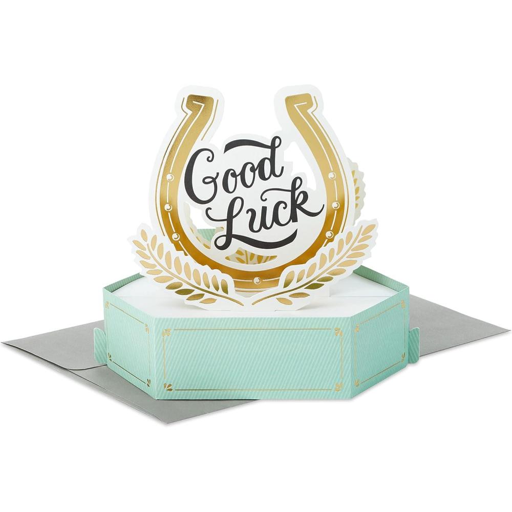 image:imageHallmark Paper Wonder Pop Up Card Good Luck Horseshoe for St Patricks Day Graduation Retirement and More