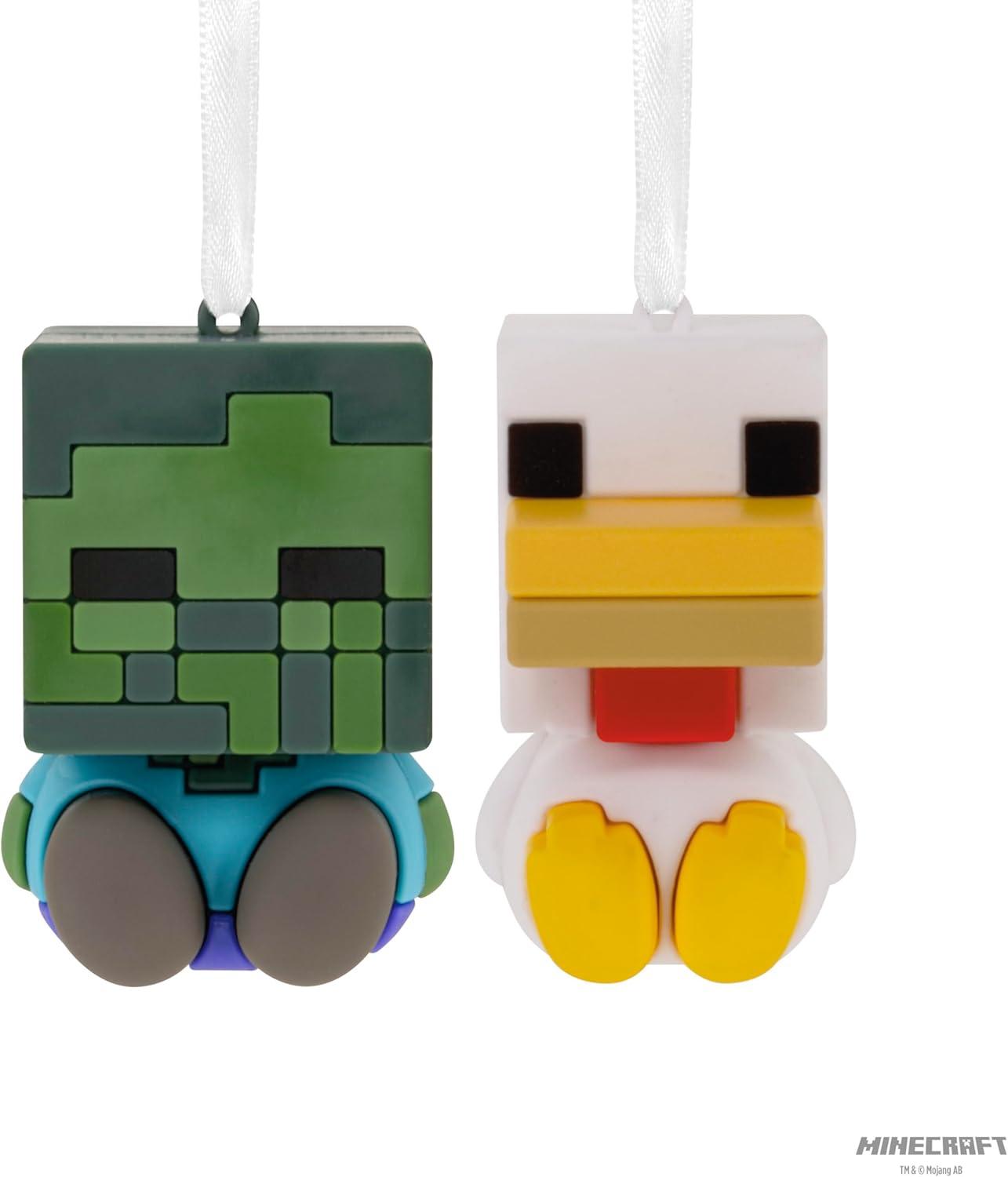 image:imageHallmark Better Together Minecraft Zombie and Chicken Jockey Magnetic Christmas Ornaments Set of 2 Gifts for Gamers