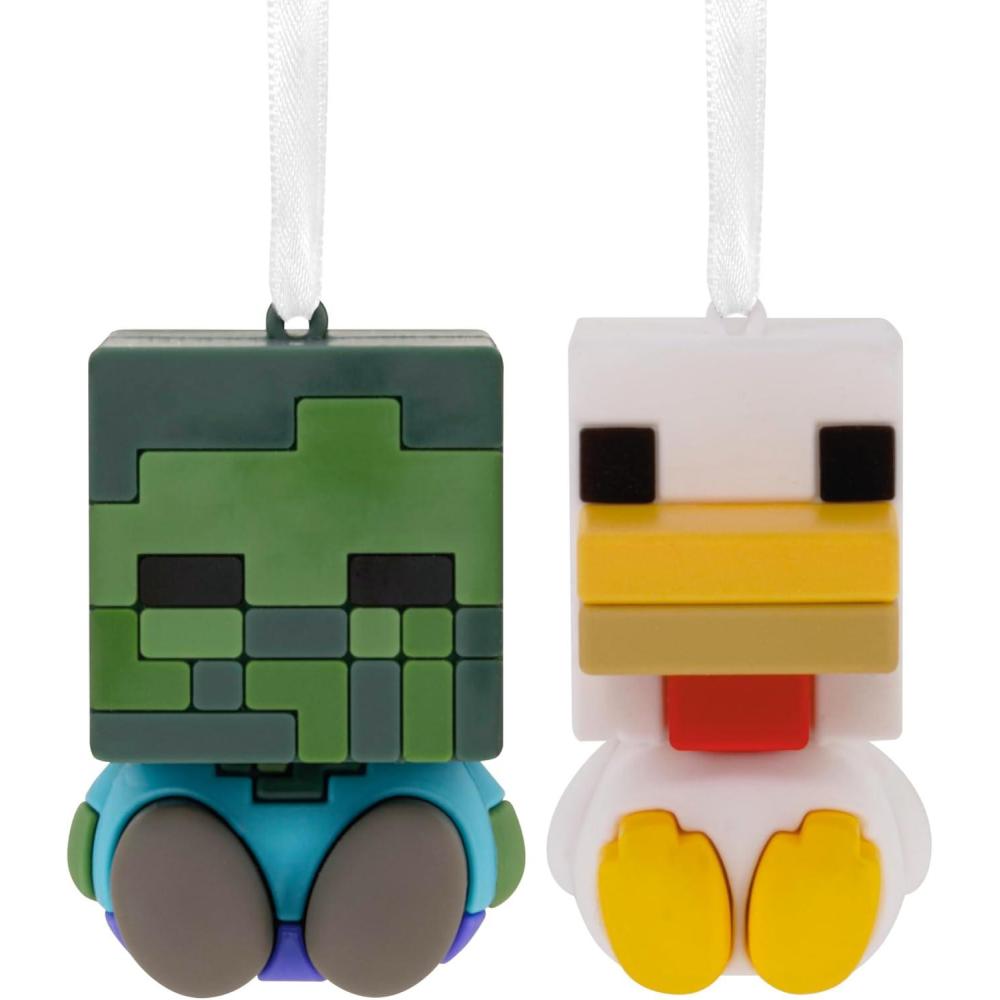 image:imageHallmark Better Together Minecraft Zombie and Chicken Jockey Magnetic Christmas Ornaments Set of 2 Gifts for Gamers