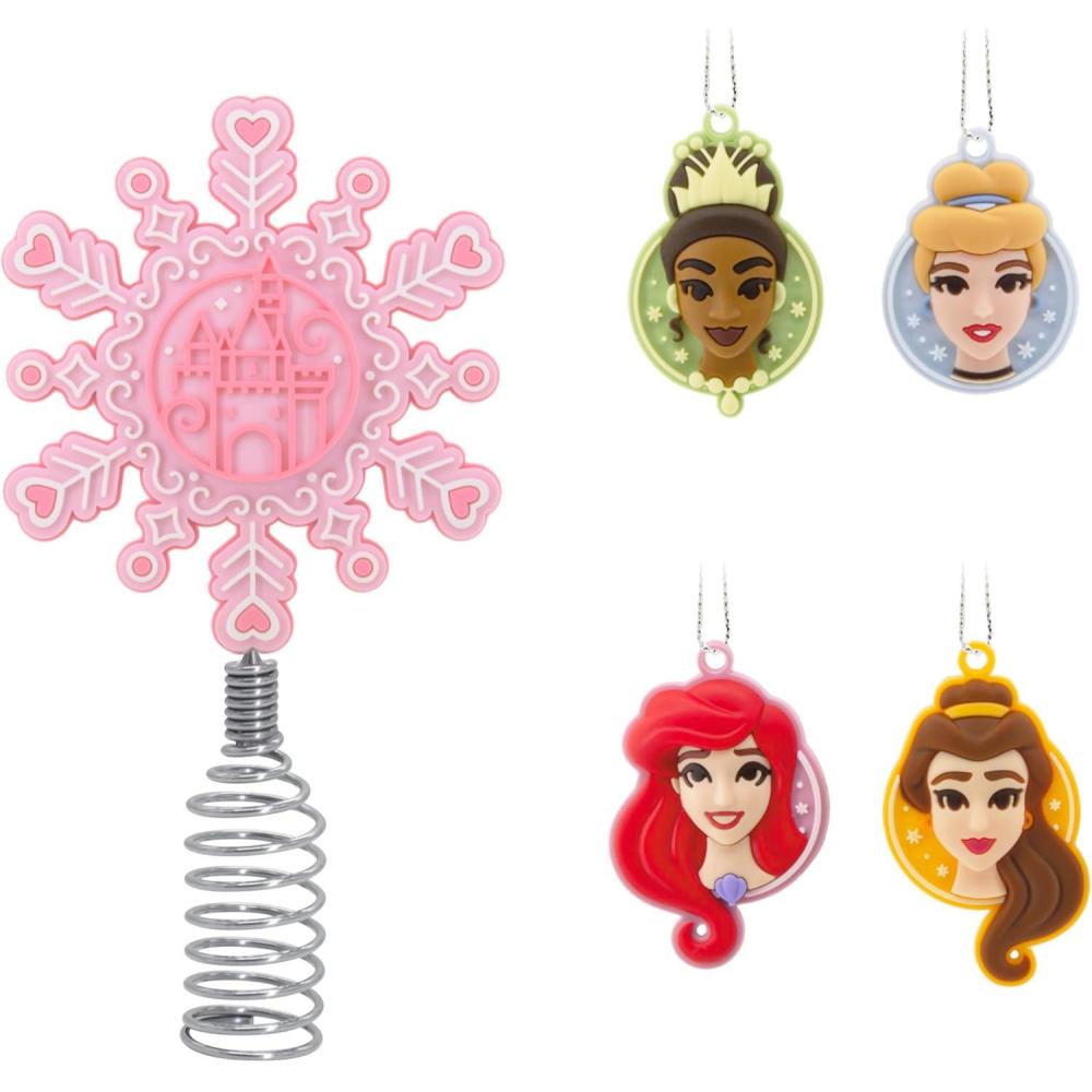image:imageHallmark Disney Princess Mini Christmas Tree Topper and Ornaments Set of 5 Gifts for Disney Fans