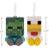 Hallmark Better Together Minecraft Zombie and Chicken Jockey Magnetic Christmas Ornaments, Set of 2, Gifts for Gamers