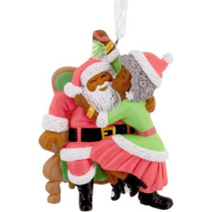 Hallmark Mahogany Santa and Mrs. Claus Christmas Ornament, Santa Collectors Gifts