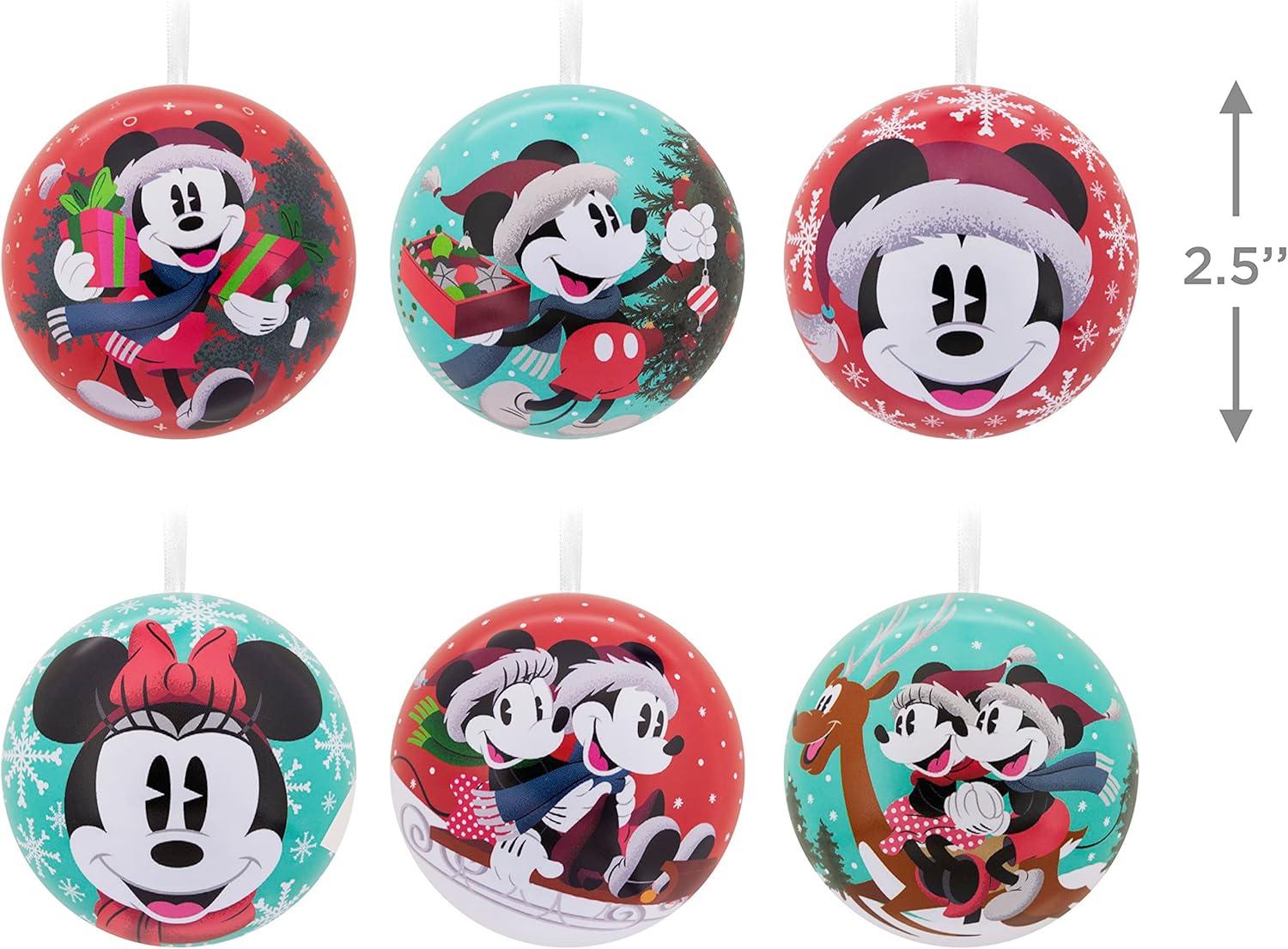 image:imageHallmark Disney Mickey Mouse and Disney Minnie Mouse Christmas Ornaments Tin Ball Set of 12