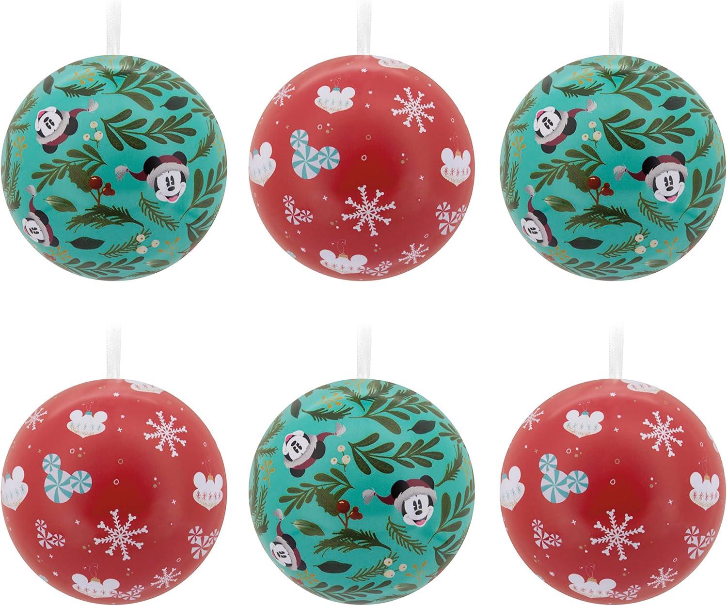 image:imageHallmark Disney Mickey Mouse and Disney Minnie Mouse Christmas Ornaments Tin Ball Set of 12