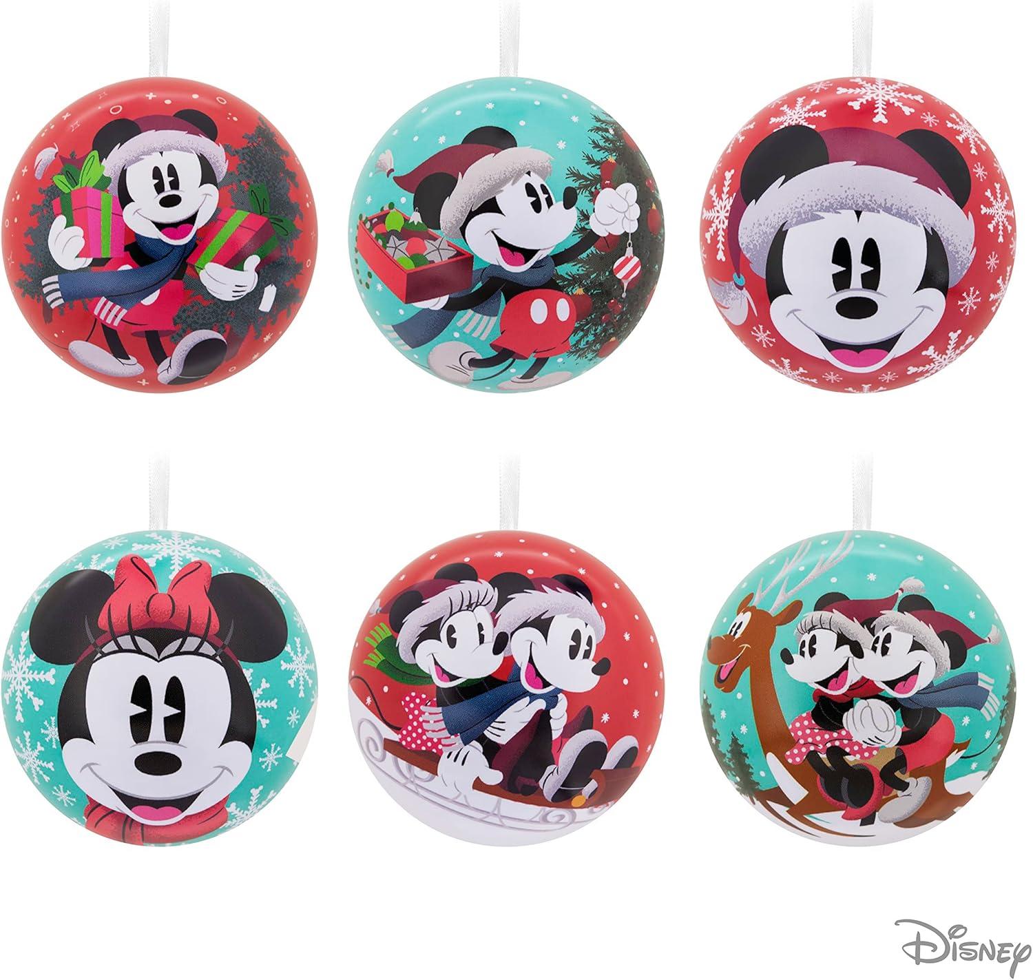 image:imageHallmark Disney Mickey Mouse and Disney Minnie Mouse Christmas Ornaments Tin Ball Set of 12