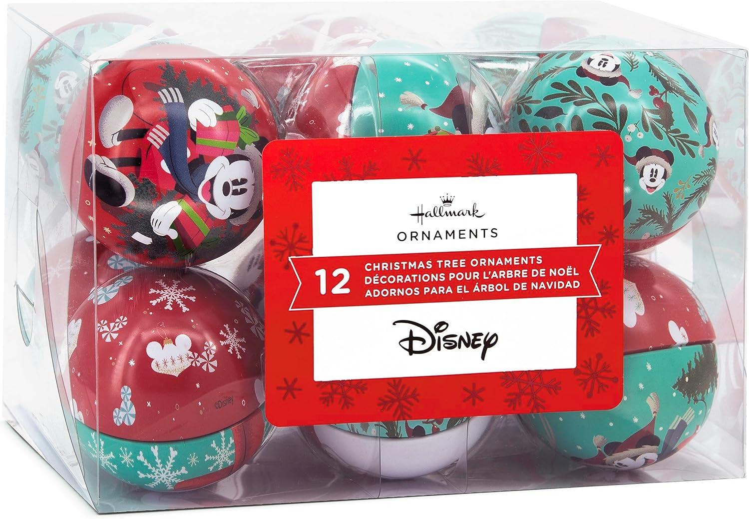 image:imageHallmark Disney Mickey Mouse and Disney Minnie Mouse Christmas Ornaments Tin Ball Set of 12