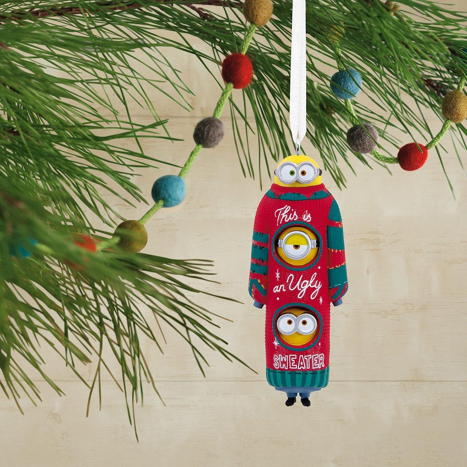 image:imageHallmark Minions The Rise of Gru Bob Kevin and Stuart The Minions in Ugly Christmas Sweater Christmas Ornament