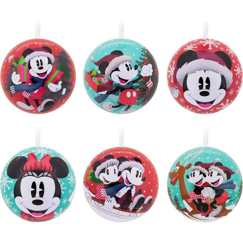 image:imageHallmark Disney Mickey Mouse and Disney Minnie Mouse Christmas Ornaments Tin Ball Set of 12