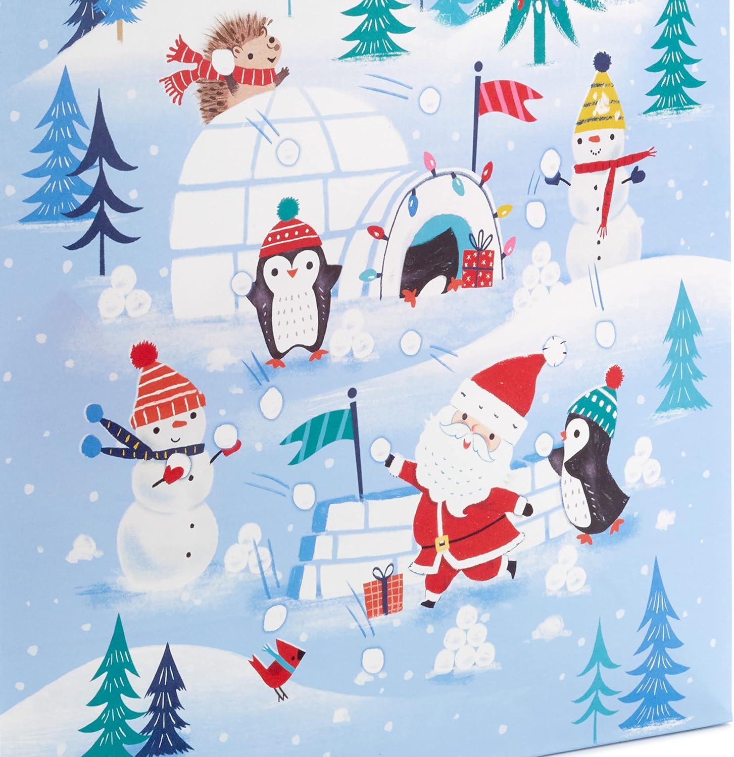 image:imageHallmark 15 Christmas Gift Bags 2 Extra Large Bags Pink and Blue Penguins Hedgehogs Santa Snowmen Dog Bunny Rabbits for Kids Grandchildren Winter Baby ShowersExtra Large