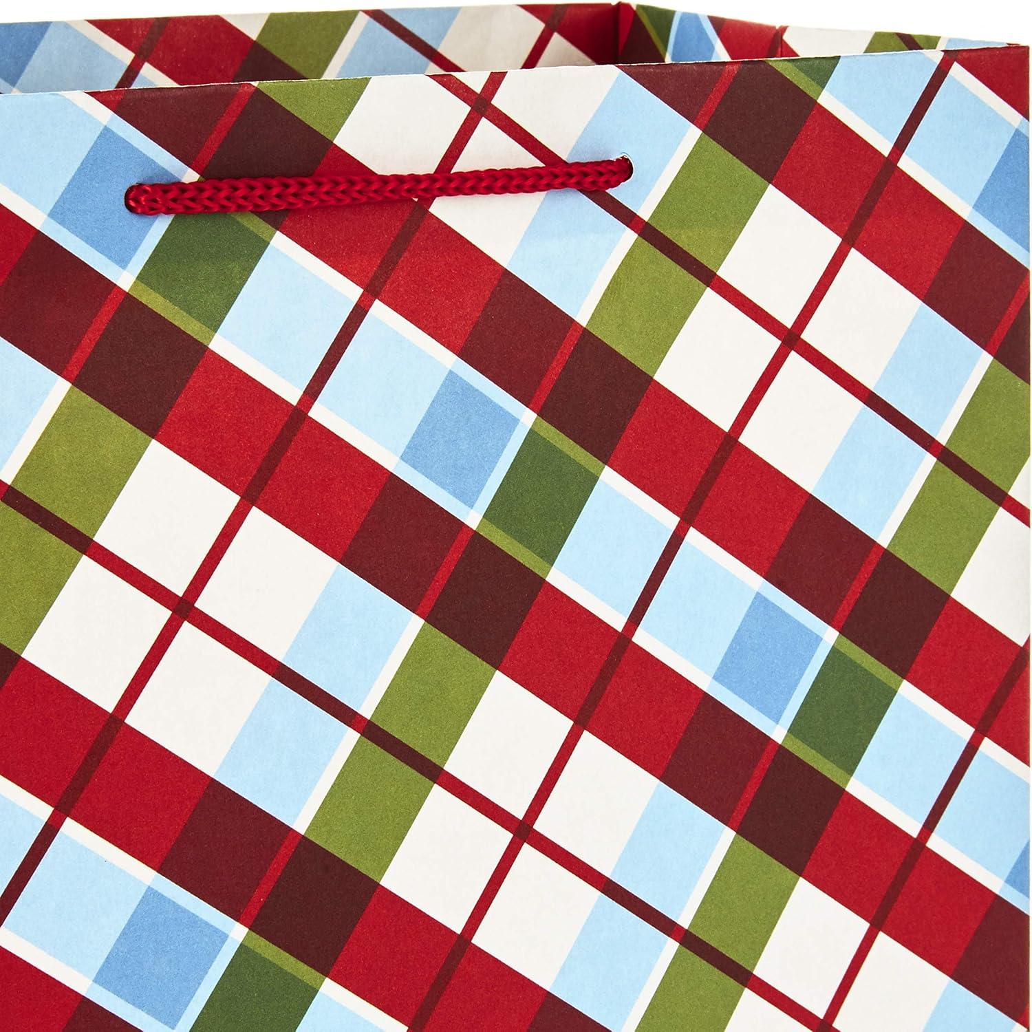 image:imageHallmark Bulk Christmas Gift Bags Assorted Sizes 18 Gift Bags 5 Small 5 4 Medium 8 4 Large 11 3 XL 14 2 Bottle Bags Santa Snowman Plaid Snowflake Bottle Bags