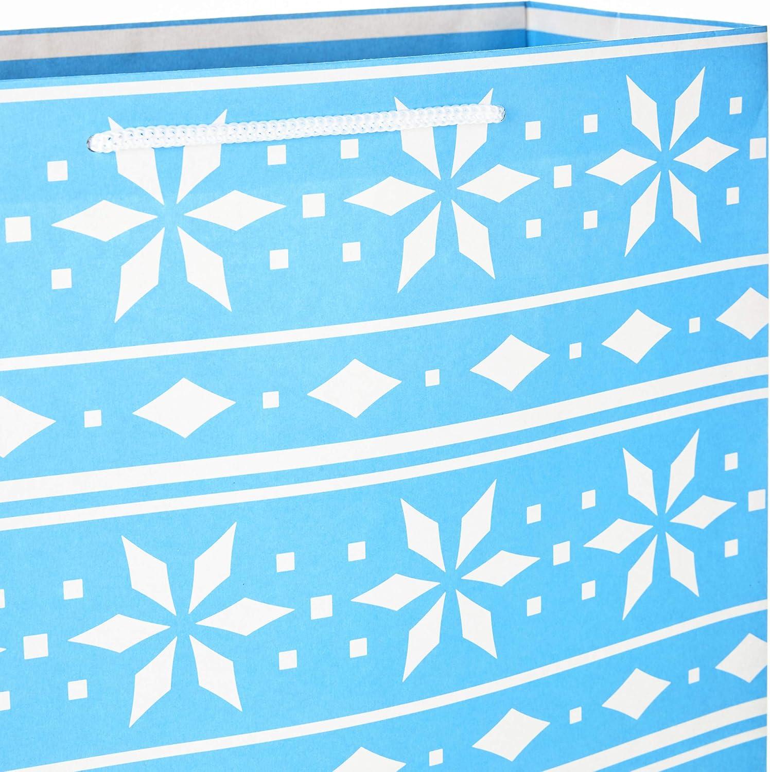 image:imageHallmark Christmas Gift Bags Assorted Sizes 12 Bags 5 Medium 8 4 Large 11 3 Extra Large 14 Red Blue Green Solids Snowflakes Stripes12 Piece Assortment