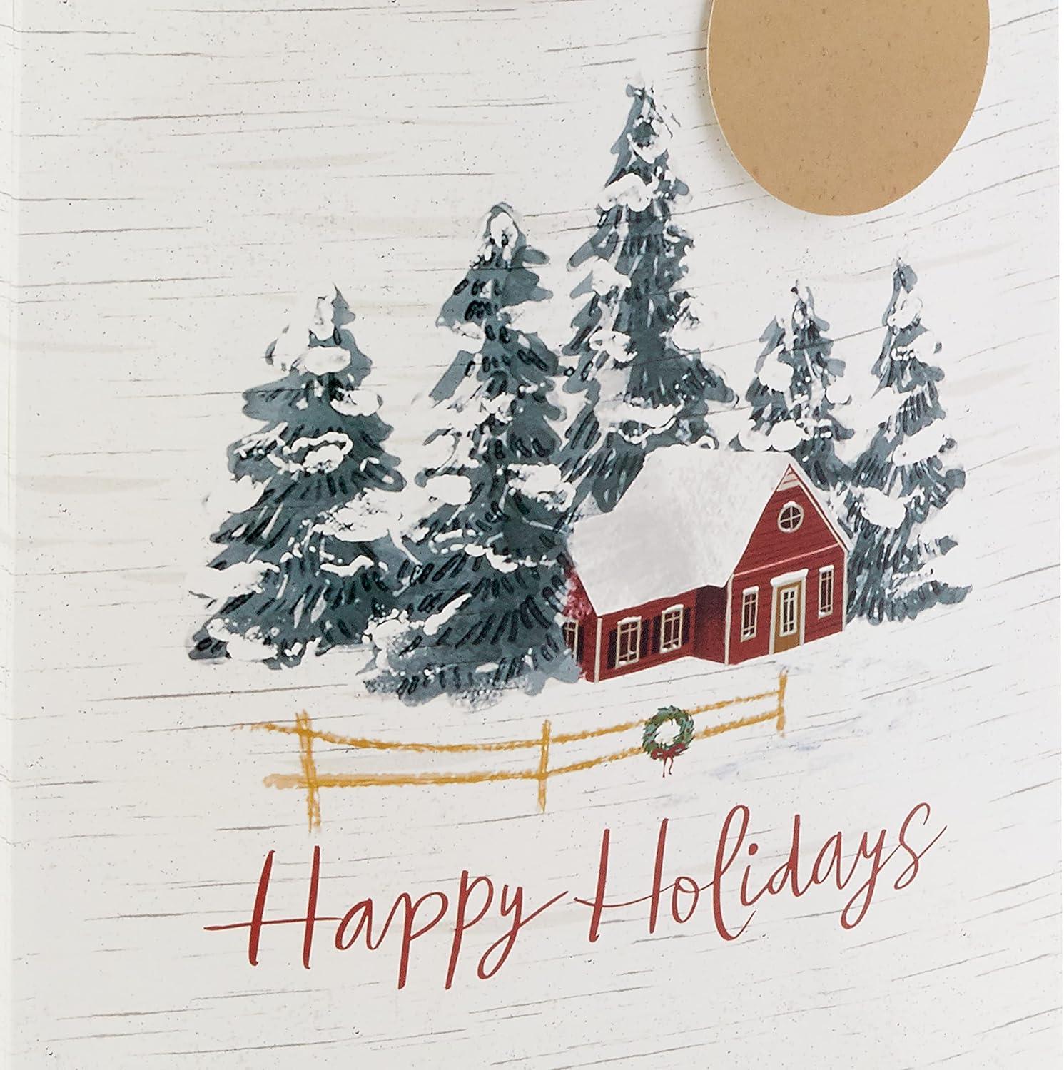 image:imageHallmark Holiday Gift Bag Bundle with Tissue Paper and Gift Tags 3 Bags 2 Extra Large 15 1 Large 13 Gray Plaid Snowy Farmhouse Rustic Snowman