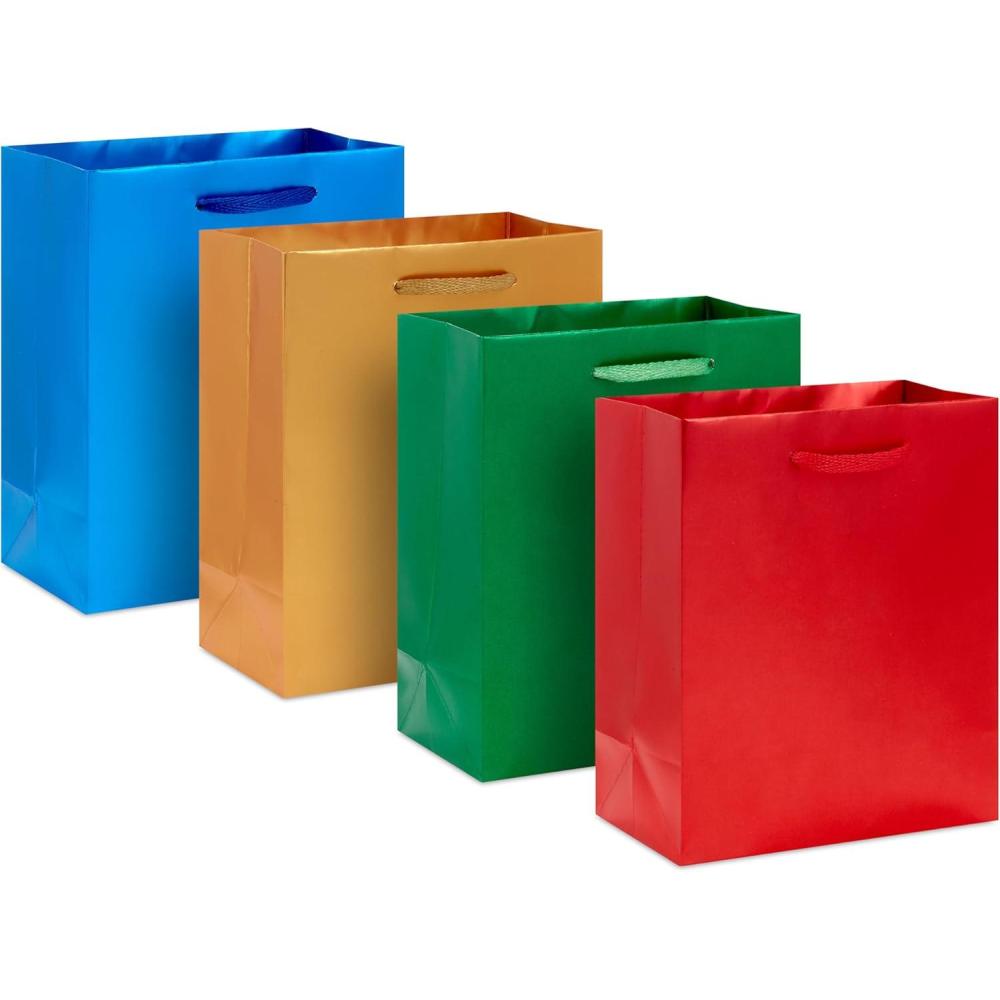 image:imageHallmark Holiday Gift Bag Assortment 8 Gift Bags 3 Small 6 3 Medium 9 2 Large 13 Red Green and Blue Ornaments Let It Snow Happy Holidays with Snowman and Christmas TreesRed Green Blue Gold