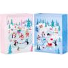Hallmark 15″ Christmas Gift Bags (2 Extra Large Bags: Pink and Blue, Penguins, Hedgehogs, Santa, Snowmen, Dog, Bunny Rabbits) for Kids, Grandchildren, Winter Baby Showers(Extra Large)